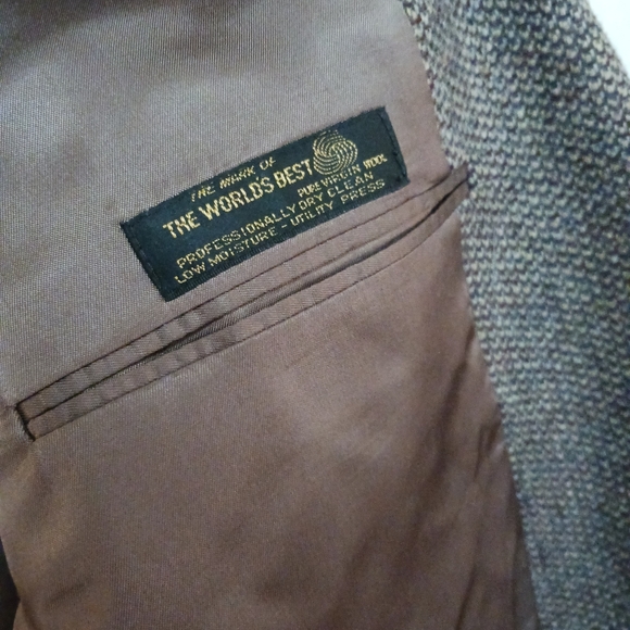 Hart Schaffner Marx Tweed Blazer Sport Coat Jacket Mens 46R Brown Virgin Wool - Picture 9 of 12